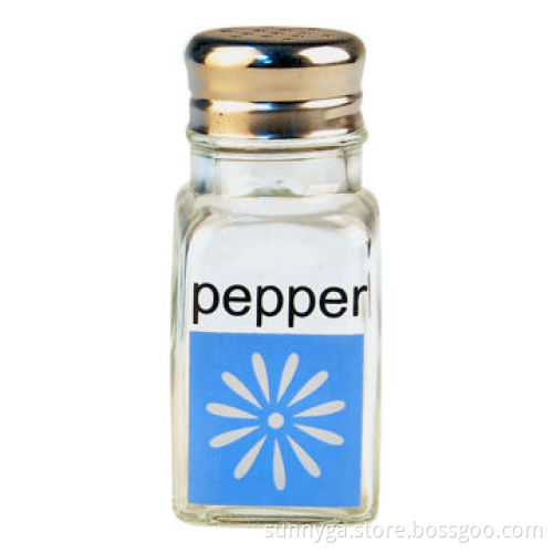 Rectangular Glass Pepper Bottle with Metal Lid and Imprint